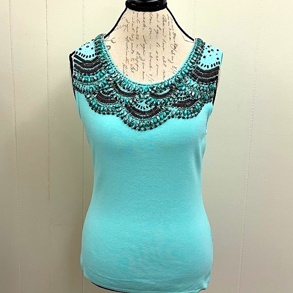 Leo Guy bead embellished knit top